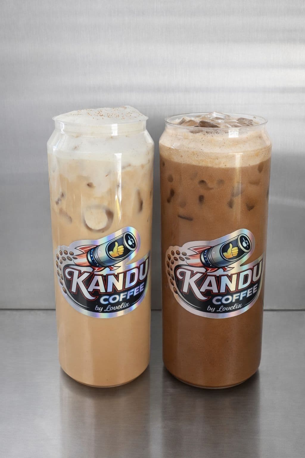 Two Kandu iced lattes side by side
